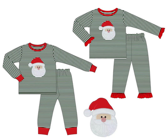 Blue and Red Striped Santa Appliqué Pajamas