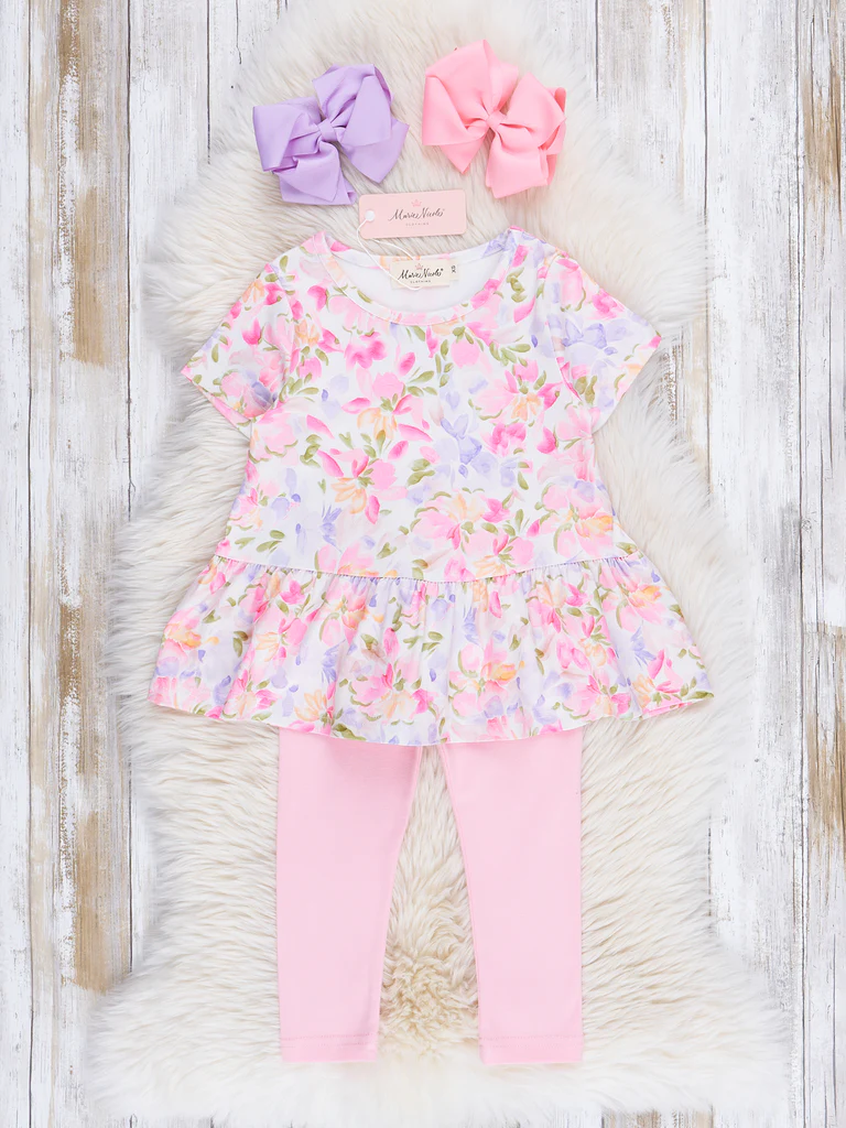 Pink Soft Florals Peplum Outfit