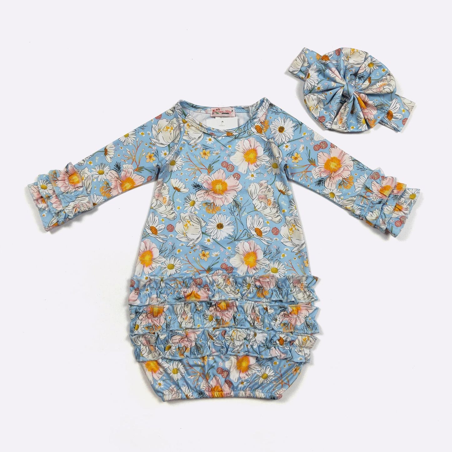 Blue Daisy Sky Baby Gown