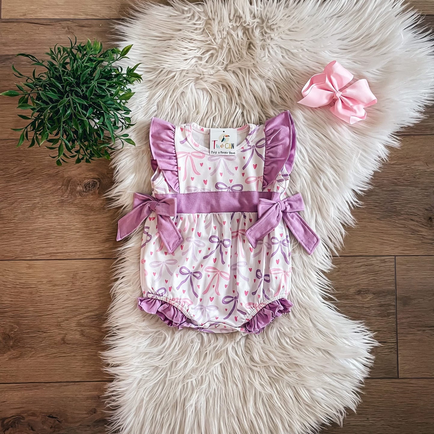 Bow & Heart Confetti Bubble Romper