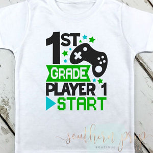 Gamer Player 1 Grade Level Kids Tee