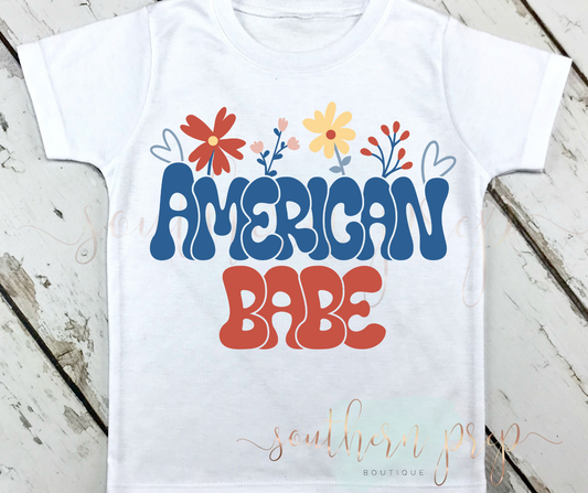 American Babe with Flowers Tee