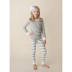 PREORDER - Two Piece Pajamas! GRAY AND WHITE STRIPE