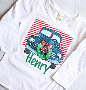 Christmas Wreath Truck - Personalized Tee