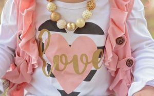 Love Heart (Black, Peach, Gold)  - Valentine Graphic Tee