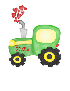 Valentine Tractor with Hearts - Graphic Tee