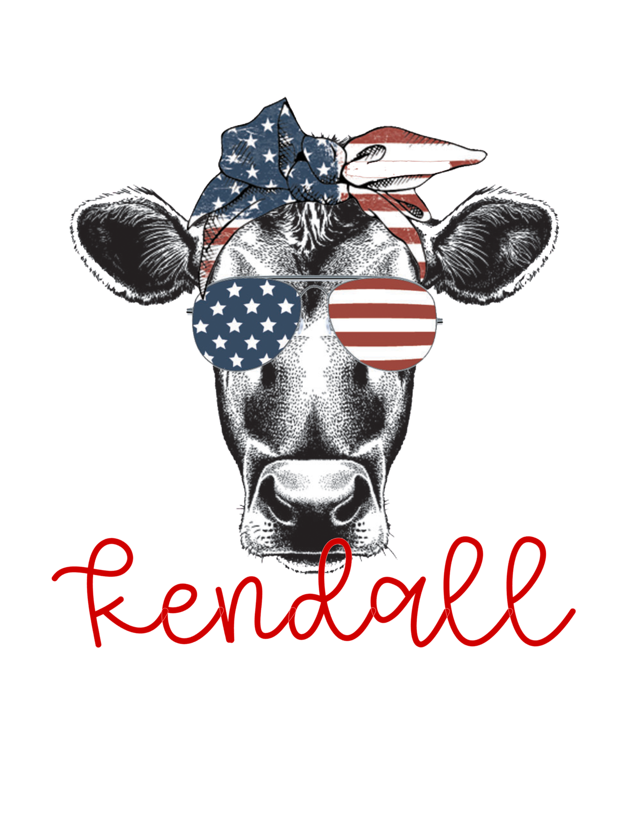 Patriotic Girl Cow - Graphic Tee (ONLY available on WHITE)