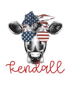 Patriotic Girl Cow - Graphic Tee (ONLY available on WHITE)