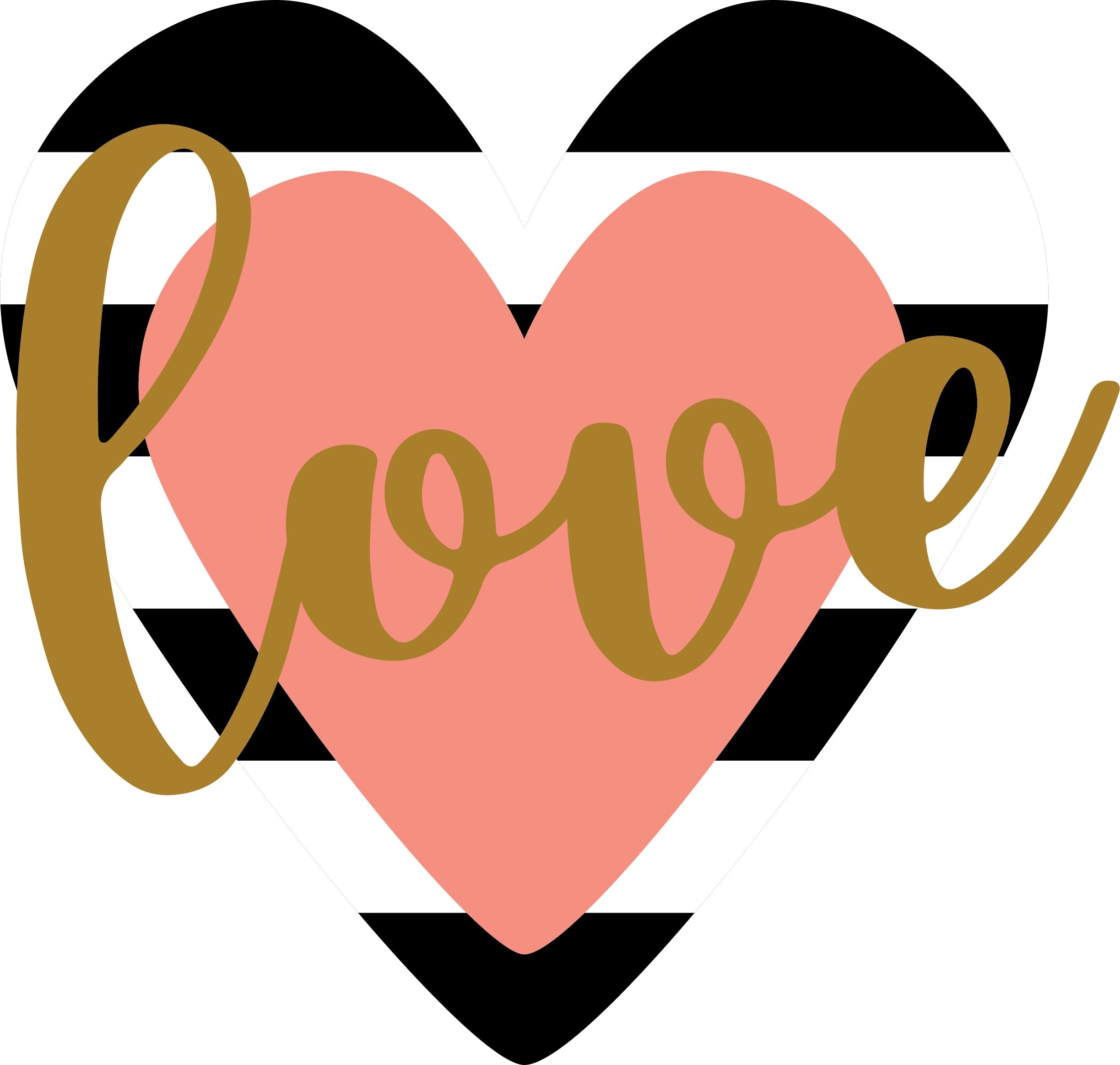 Love Heart (Black, Peach, Gold)  - Valentine Graphic Tee