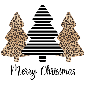 Merry Christmas Black/White/Leopard Tree Trio - Graphic Tee