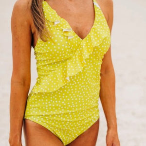 Yellow Dots-Ladies Flutter One Piece