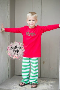 GREEN Boys Knit Pants - Pajama Pants - Fall pants for boys - Holiday gift - Birthday gift - Boy's pants - Comfy Knit pants