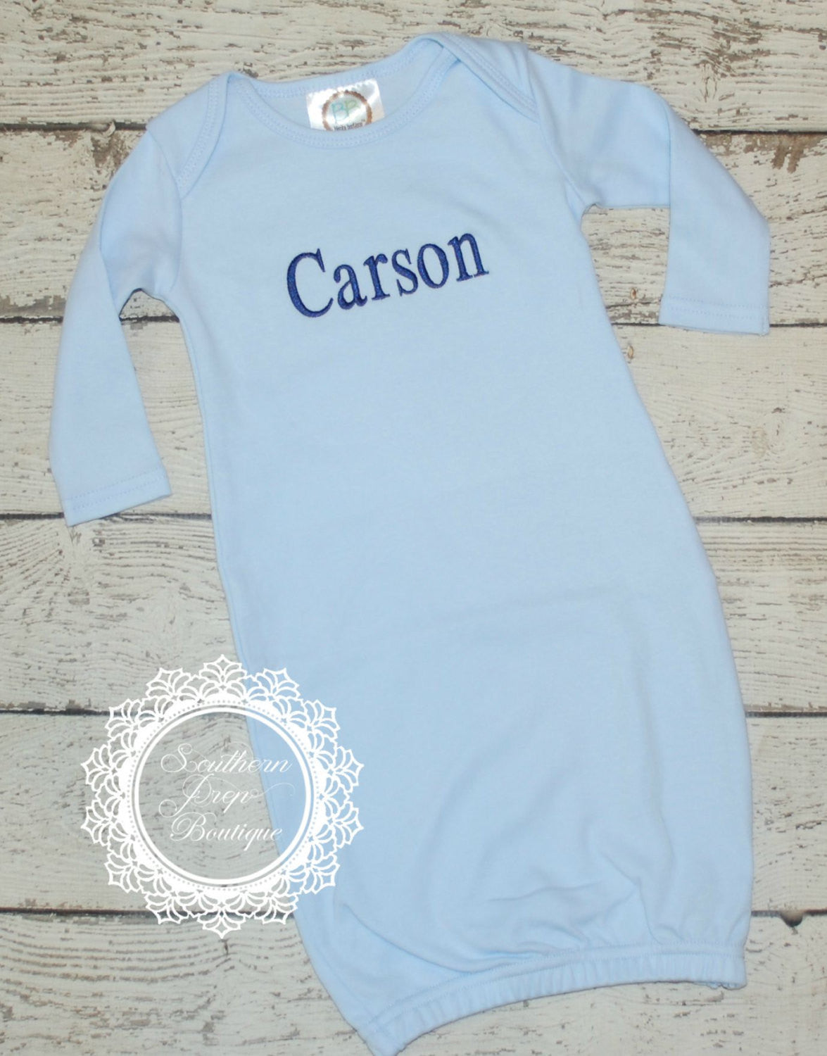 Monogrammed Baby Gown or Onesie - Name or Monogram on Gown - Baby Shower Gift - Personalized Baby Gift