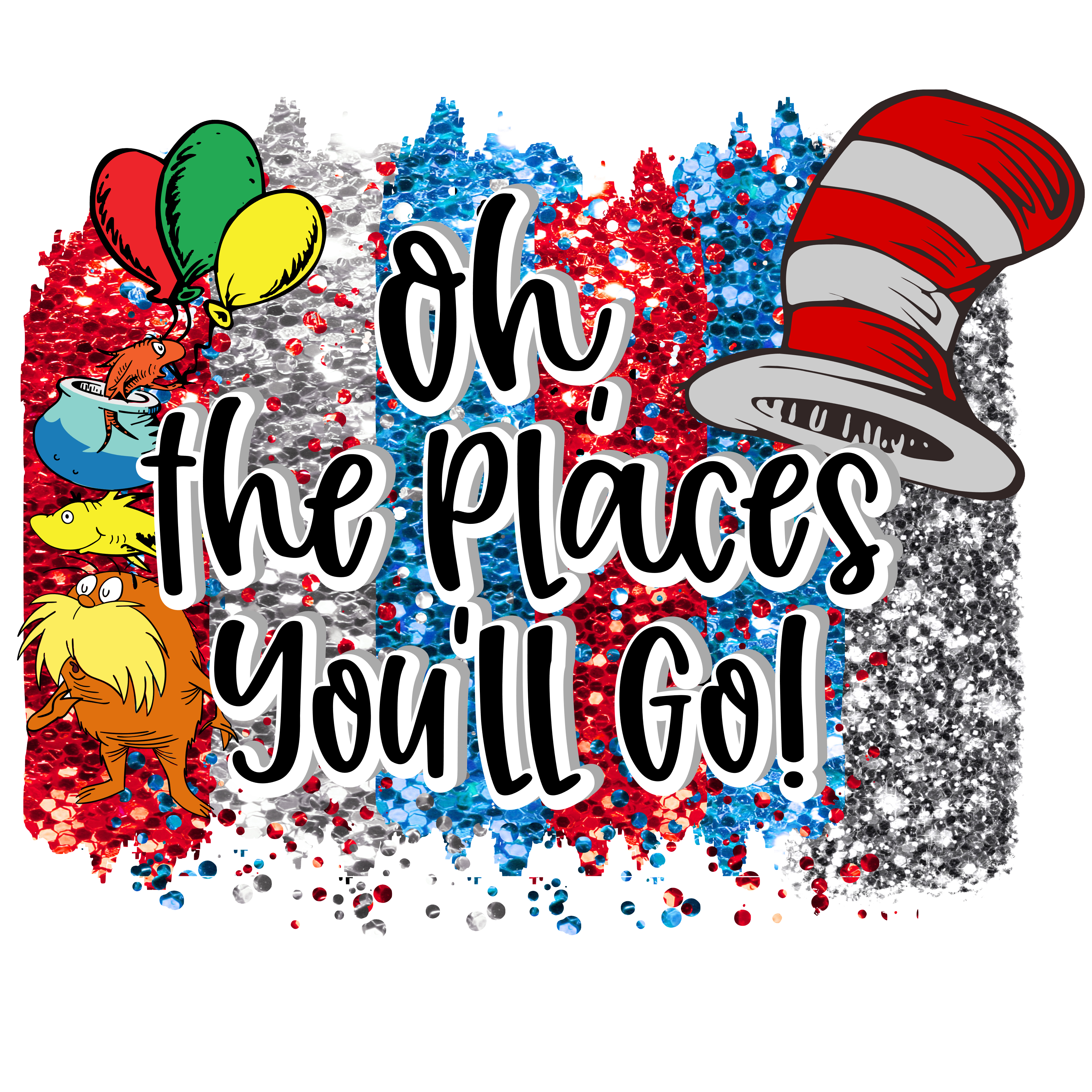 14. Oh the places you'll go with background - Graphic Tee