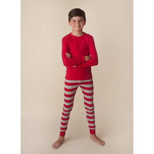 PREORDER - Two Piece Pajamas! GRAY AND RED STRIPE
